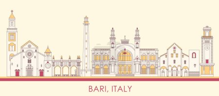 Téléchargez les illustrations : Caricature Skyline panorama de la ville de Bari, Italie illustration vectorielle - en licence libre de droit