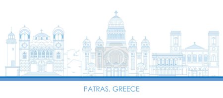 Outline Skyline panorama of city of Patras, Greece - vector illustration