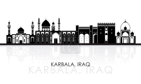 Téléchargez les illustrations : Silhouette Skyline panorama de la ville de Karbala, Irak illustration vectorielle - en licence libre de droit