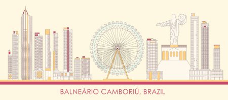 Illustration for Cartoon Skyline panorama of city of Balnerio Cambori, Brazil - vector illustration - Royalty Free Image