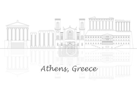 Aperçu panorama Skyline de la ville d'Athènes, Grèce illustration vectorielle