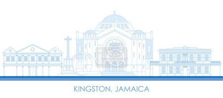Aperçu Panorama de la ville de Kingston, Jamaïque - illustration vectorielle