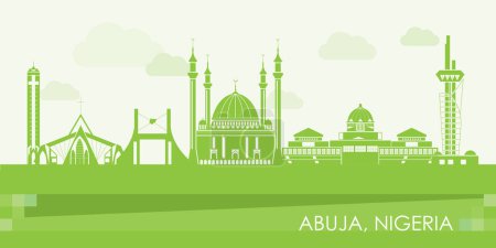 Grünes Skyline-Panorama der Stadt Abuja, Nigeria - Vektorillustration