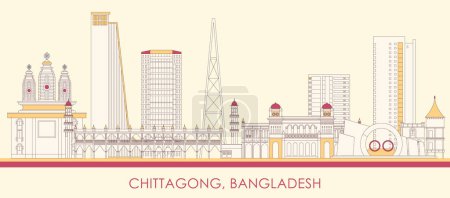 Cartoon Skyline panorama de la ciudad de Chittagong, Bangladesh - ilustración vectorial