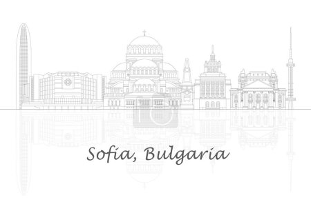 Aperçu Panorama de la ville de Sofia, Bulgarie - illustration vectorielle