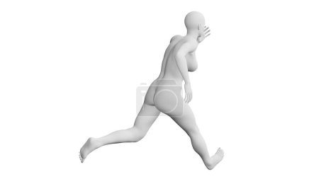 Photo for Beautiful athletic young woman posing isolated on black. Basic mesh, AI, robot. 3d illustration, rendering. Viewed from back - Royalty Free Image