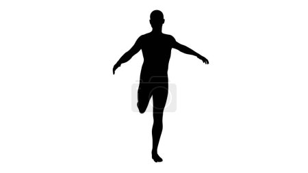 Téléchargez les photos : Silhouette d'un beau jeune homme sportif qui donne des coups de pied, isolé sur fond transparent. Illustration 3D (rendu). - en image libre de droit