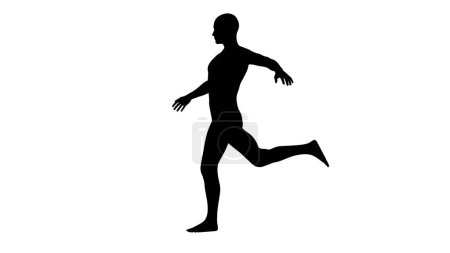 Téléchargez les photos : Silhouette d'un beau jeune homme athlétique se préparant à donner un coup de pied, isolé sur fond transparent. Illustration 3D (rendu). - en image libre de droit