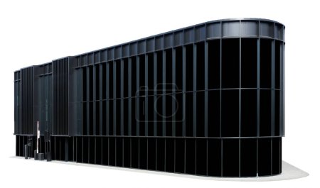 Téléchargez les photos : Immeuble de bureaux moderne en acier noir et verre. Isolé au fouet - en image libre de droit