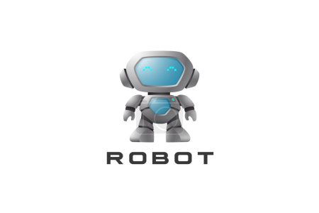 Téléchargez les illustrations : Modèle vectoriel de conception moderne de logo de robot convivial - en licence libre de droit