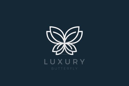 Illustration for Butterfly Wings Logo Abstract Luxury Design Vector Linear Outline style - Royalty Free Image