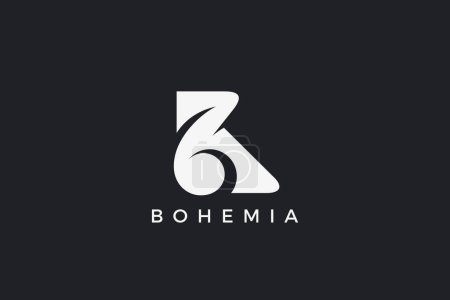 Ilustración de Carta B Logo monograma elegante diseño remolino estilo vector. - Imagen libre de derechos