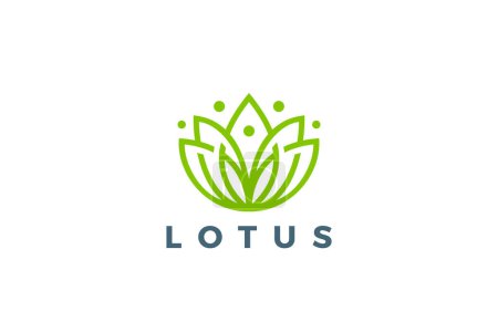 Illustration for Lotus Flower Logo Yoga Design Abstract Vector Linear Outline Luxury Style - Royalty Free Image