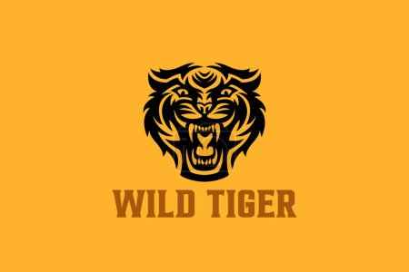 Ilustración de Tigre logotipo cabeza mascota tatuaje vector diseño estilo - Imagen libre de derechos