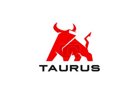 Téléchargez les illustrations : Taureau Taurus Ox Logo carré géométrique abstrait Design Silhouette. - en licence libre de droit