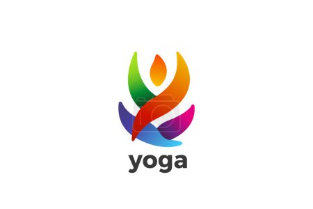 Illustration for Yoga Logo Lotus Pose Abstract Colorful Design vector template. - Royalty Free Image