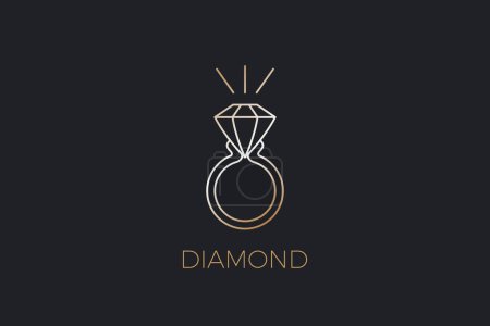 Ilustración de Anillo de diamante Crystal Gem Logo diseño plantilla vectorial. Icono de concepto de Logotipo de lujo de piedra preciosa de boda. - Imagen libre de derechos