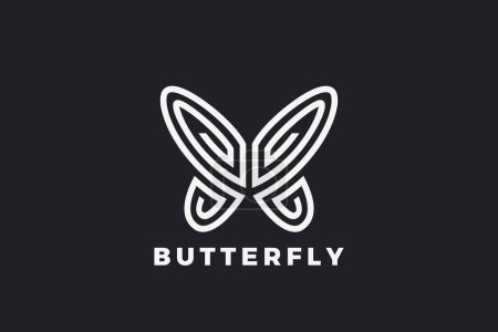Photo for Butterfly Logo Elegant Beauty Fashion Luxury Jewelry Design Vector template Linear Outline. Cosmetics Brand Logotype concept icon. - Royalty Free Image