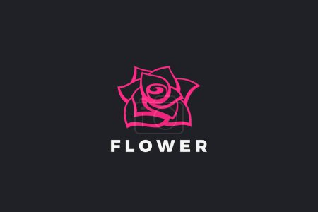 Ilustración de Rose Flower Logo plantilla de vector de diseño abstracto. Icono de concepto de Logotipo SPA Cosméticos de moda de lujo. - Imagen libre de derechos