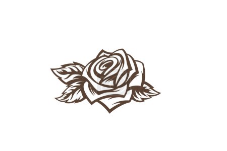 Illustration for Rose Flower illustration engraving style abstract design vector. Luxury Fashion Cosmetics SPA engrave concept icon. - Royalty Free Image