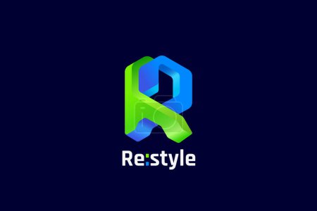 Photo for Letter R Logo 3D Futuristic Technology Style Vector. - Royalty Free Image