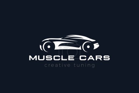 Téléchargez les illustrations : Logo de voiture musculaire Sport Roardster Silhouette Conception vectorielle. - en licence libre de droit