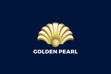 Foto de Gold Shell Pearl Logo Boda de concha Estilo de diseño de moda de lujo Plantilla vectorial. - Imagen libre de derechos