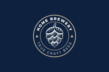 Foto de Logo Hop Vintage Label Badge Grabado Diseño Estilo Vector Cerveza Plantilla de cervecería. - Imagen libre de derechos