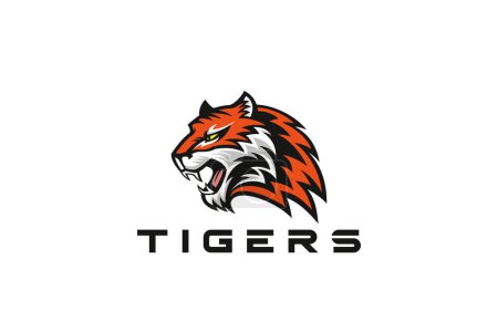 Photo for Tiger Logo Agressive Sport Style Design Vector template. Sports Team Legue Logotype concept icon. - Royalty Free Image