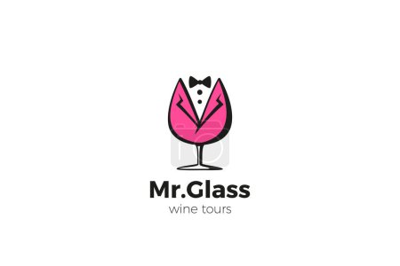 Photo for Glass in Suit Smoking Logo Party Celebration Design vector template. - Royalty Free Image