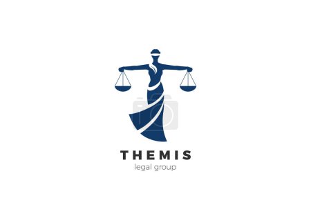 Illustration for Themis Law Goddess Logo Attorney Lawyer Design vector template. - Royalty Free Image