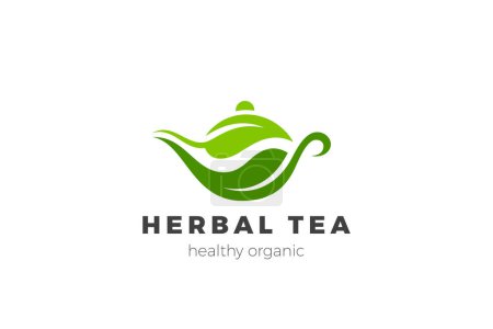 Foto de Tetera Hojas Logo Té Herbal Vector Plantilla de diseño. - Imagen libre de derechos