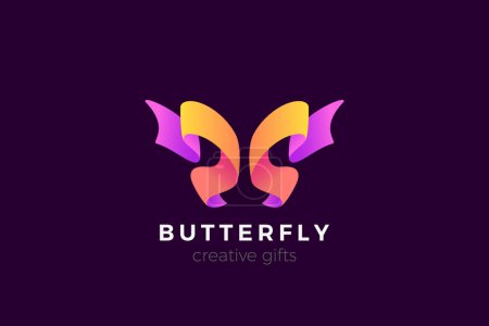 Photo for Butterfly Logo Abstract Ribbon Design style Vector. Beauty Salon Cosmetics Fashion Wedding Logotype concept icon. - Royalty Free Image