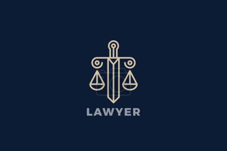 Photo for Lawyer Attorney Scales with Sword Logo Legal Protection Vector template. - Royalty Free Image