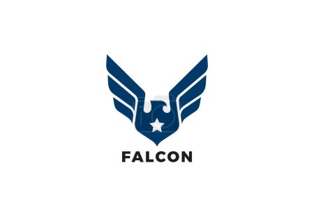 Téléchargez les illustrations : Eagle Wings Logo Vintage luxe style héraldique vecteur de conception. Falcon Hawk Flying Flying Silhouette Logotype cobncept icône. - en licence libre de droit