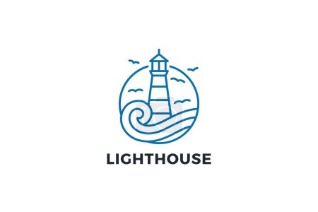 Photo for Lighthouse Logo Abstract Design Vector template Linear Outline Style. - Royalty Free Image