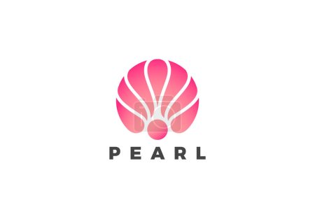 Photo for Seashell Logo Shell Pearl Wedding Luxury Fashion Design style Vector Template. Cosmetics Beauty Spa Salon Logotype concept icon. - Royalty Free Image