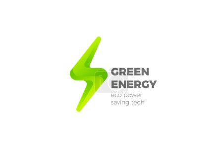 Photo for Green Energy Flash Lightning Bolt Logo Design Vector template. Power Battery Technology Logotype icon tech. - Royalty Free Image