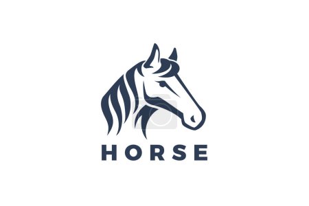 Téléchargez les illustrations : Modèle vectoriel de conception de logo équestre tête de cheval. - en licence libre de droit