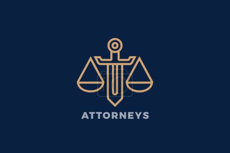 Photo for Lawyer Attorney Scales with Sword Logo Legal Protection Vector template. - Royalty Free Image