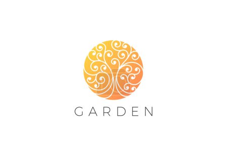 Foto de Tree Logo Forma de círculo Diseño de joyas de lujo Plantilla vectorial. Garden Park Logotipo icono de concepto. - Imagen libre de derechos