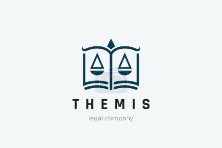 Photo for Attorney Advocate Lawyer Law Logo Themis vector design. Open book Bow Scales Attorneys Legal firm Logotype concept icon. - Royalty Free Image