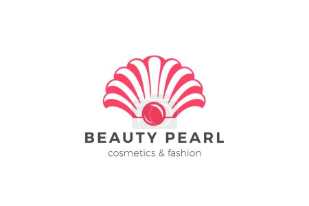 Photo for Seashell Logo Shell Pearl Wedding Luxury Fashion Design style Vector Template. Cosmetics Beauty Spa Salon Logotype concept icon. - Royalty Free Image