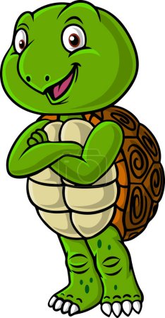 Téléchargez les illustrations : Illustration of Cute happy turtle cartoon standing - en licence libre de droit