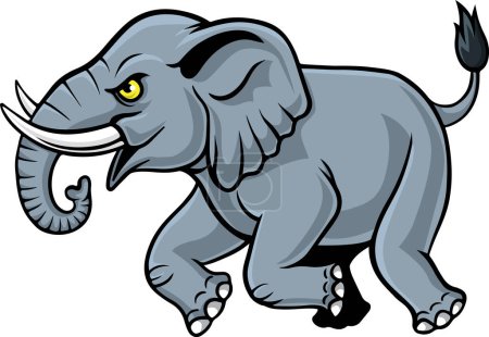 Téléchargez les illustrations : Illustration of Cartoon angry elephant mascot running - en licence libre de droit