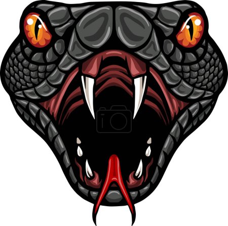Illustration for Illustration of Angry cobra head mascot logo design - Royalty Free Image