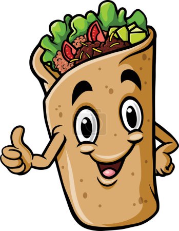 Téléchargez les illustrations : Illustration of Cartoon burrito or kebab mascot design - en licence libre de droit
