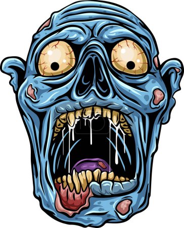 Illustration for Illustration of Cartoon zombie head on white background - Royalty Free Image