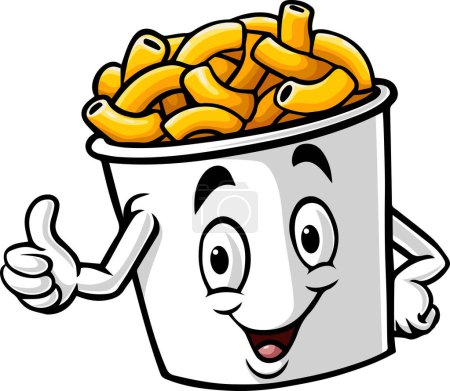 Téléchargez les illustrations : Illustration of Cup of macaroni mascot character giving thumb up - en licence libre de droit