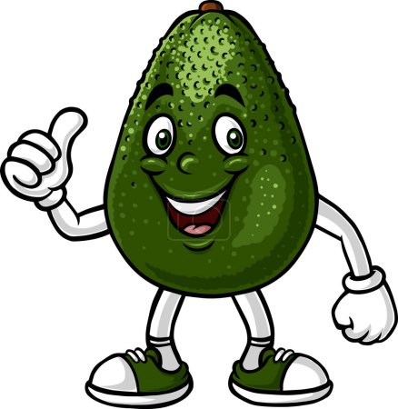 Téléchargez les illustrations : Illustration of Cartoon avocado character giving a thumbs up - en licence libre de droit